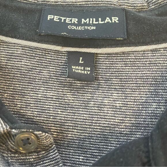 Peter Millar Atlantic Heather Blue Golf Polo in Size Large Linen-Cotton Blend - Picture 2 of 6